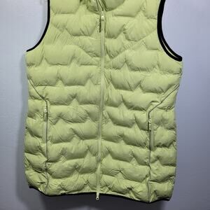 Ulla Popken Women's Hooded Neon Green Puffer Vest Size 20-22 3226-1Clo3